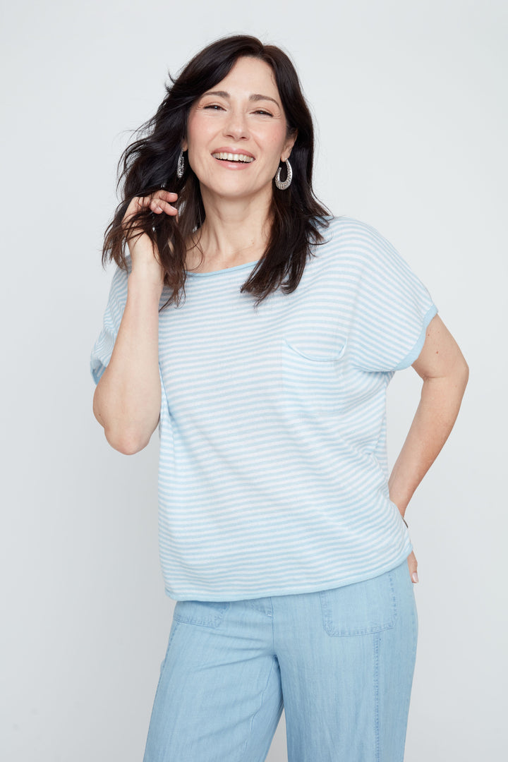 Blue Stripe Knit Sweater