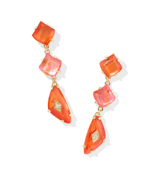 Bianca Linear Earring Gold Orange Mix