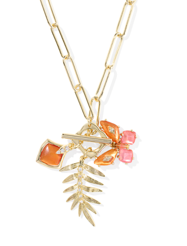 Bianca Butterfly Charm Necklace Gold Orange Mix