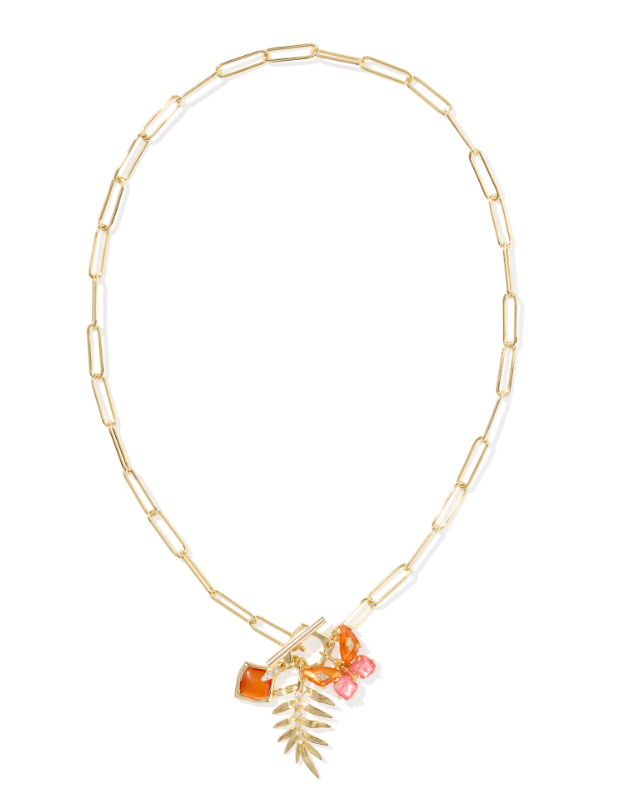 Bianca Butterfly Charm Necklace Gold Orange Mix