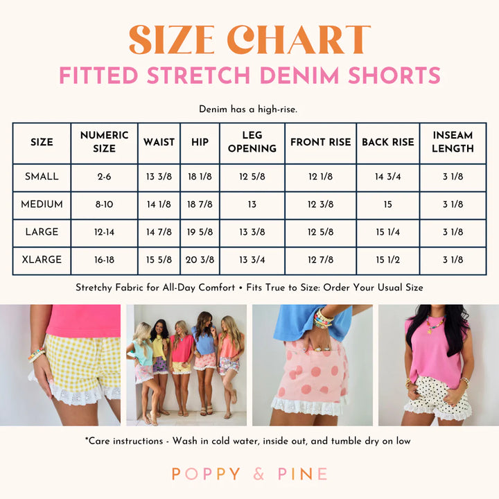 Red Gingham Denim Ruffle Short