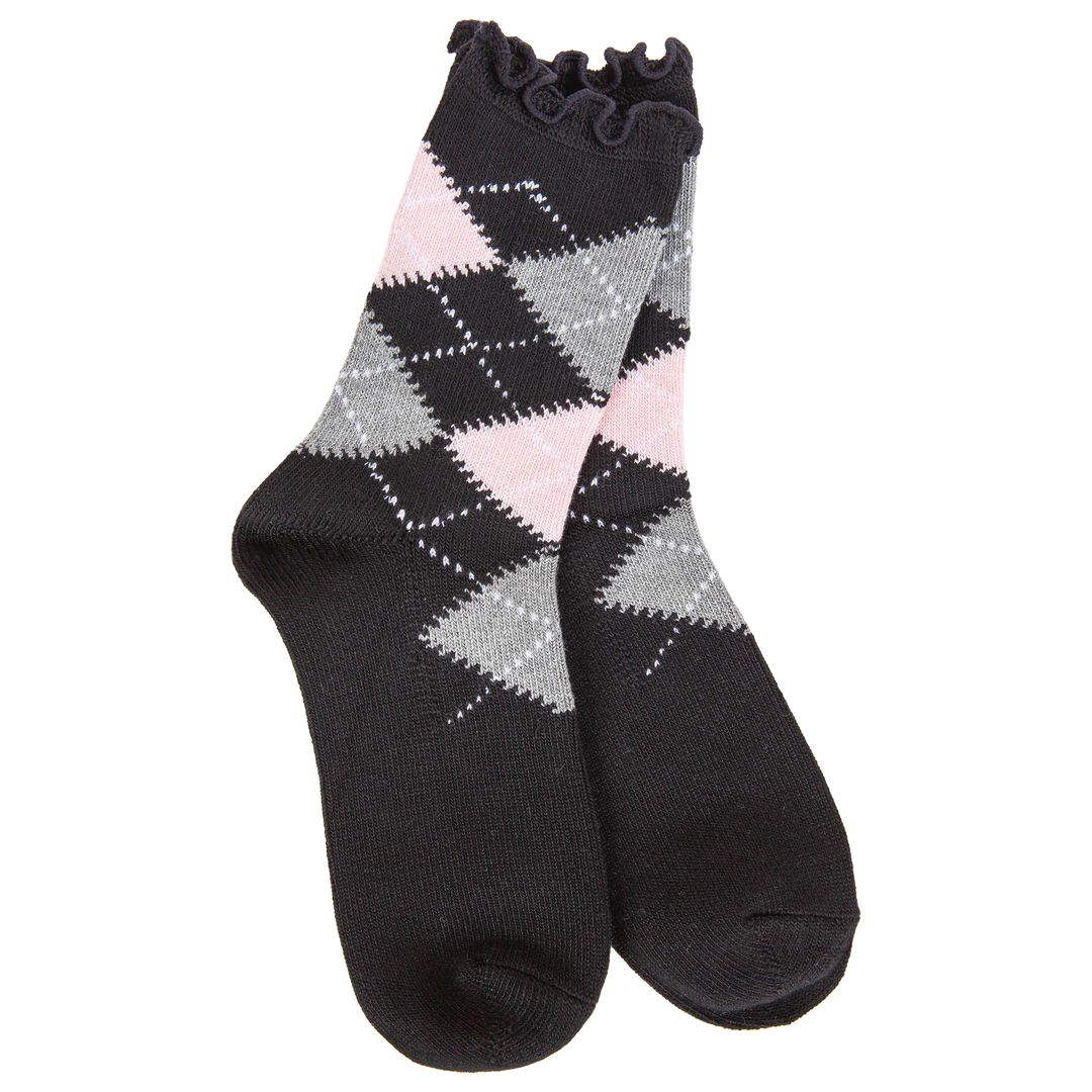Black Argyle Weekend Ruffle Mini Crew
