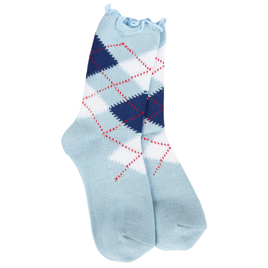 Blue Argyle Weekend Ruffle Mini Crew