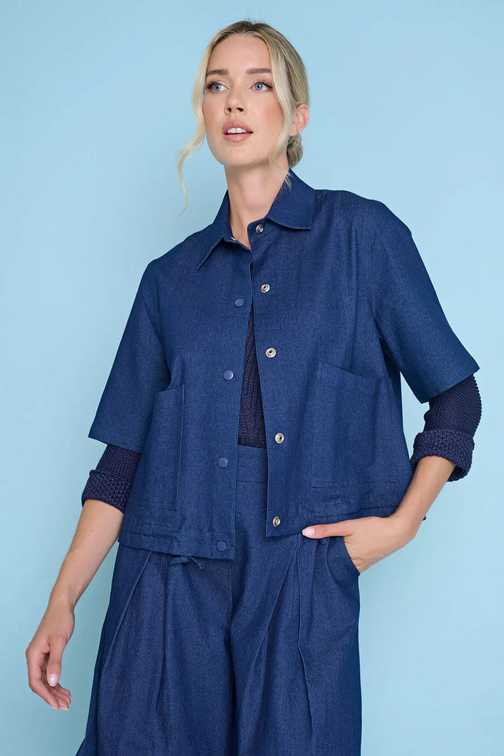 Deep Denim Button Front Jacket