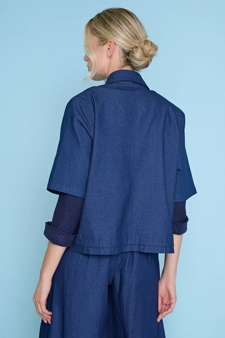 Deep Denim Button Front Jacket