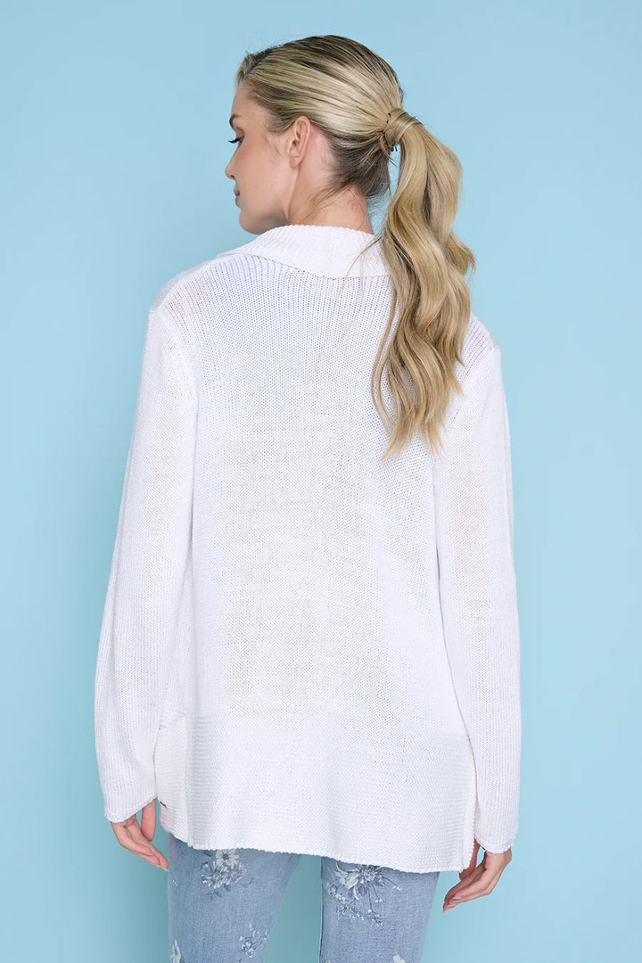White Open Front Long Cardigan