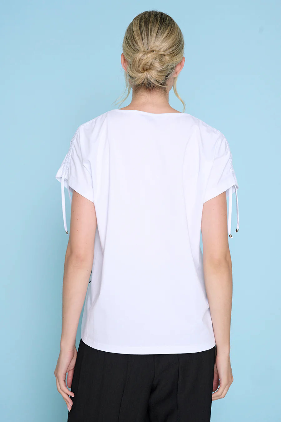 Ruched Shoulder Cord Embellished Top