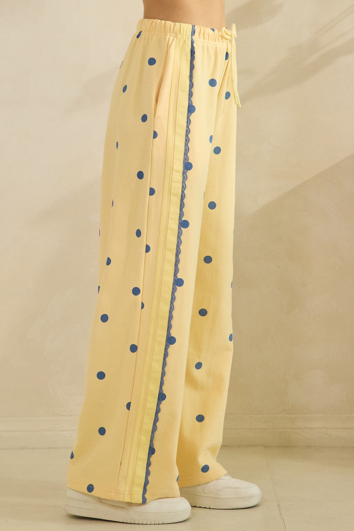 Boho Yellow/Blue Polka Dot Sweatpants