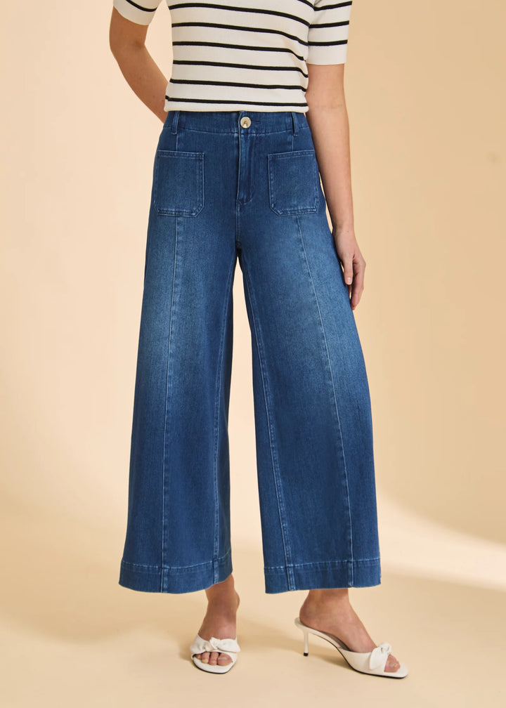 Blue Denim Pull On Wide Crop