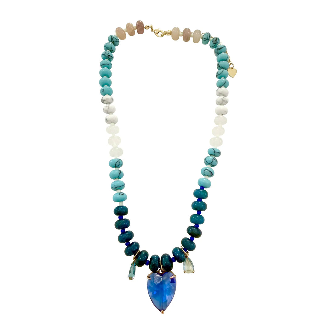 Simon Beaded CZ Necklace Blue