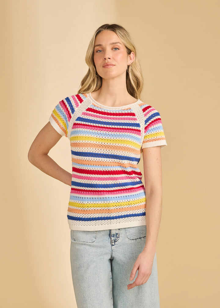 Cap Sleeve Stripe Sweater