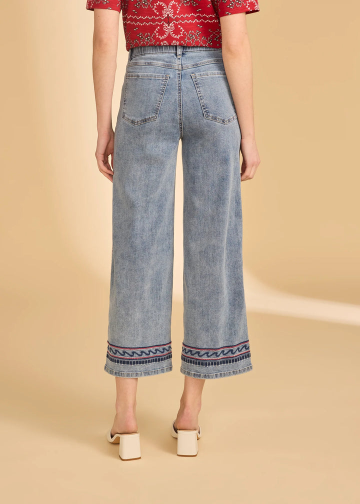 Pull-On Wide Crop Jeans Med Wash