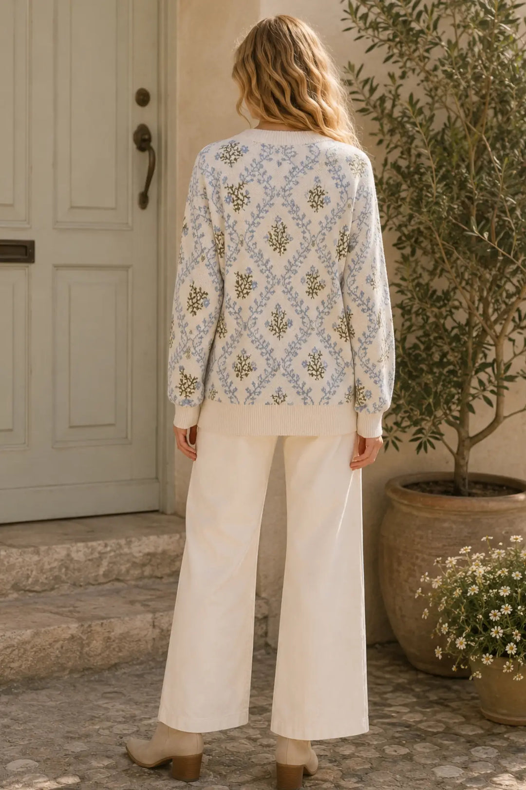 Floral Jacquard Knit Sweater