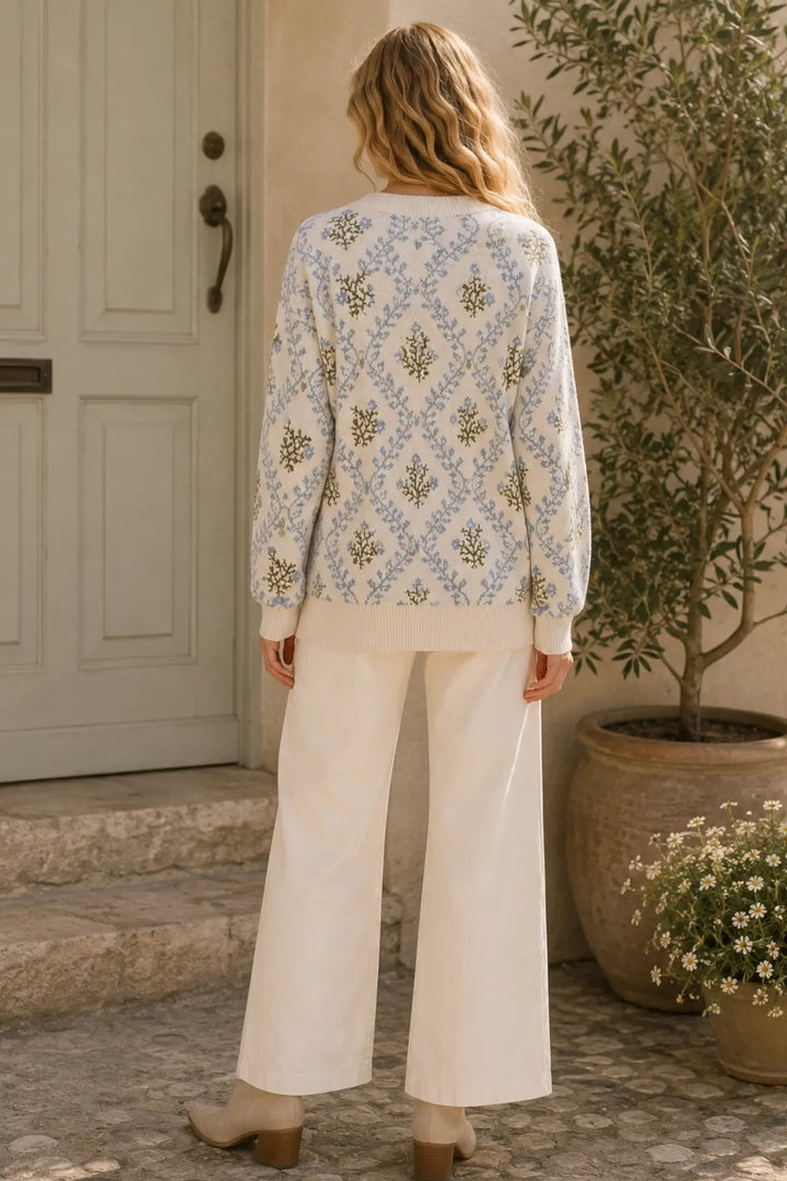 Floral Jacquard Knit Sweater