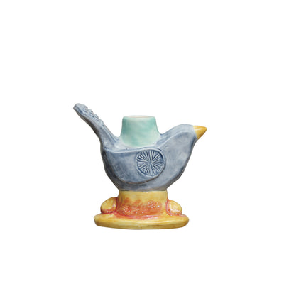 Hand-Painted Stoneware Bird Vase (Each One Will Vary) ©