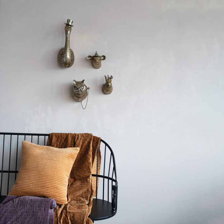 Cast Aluminum Bird Head with Crown Wall Decor