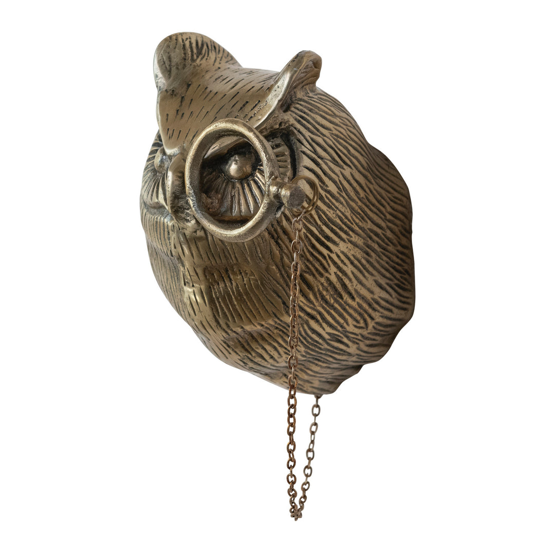 Cast Aluminum Owl Head with Monocle Wall Decor