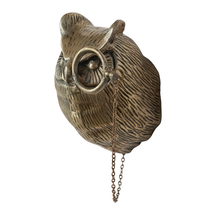 Cast Aluminum Owl Head with Monocle Wall Decor