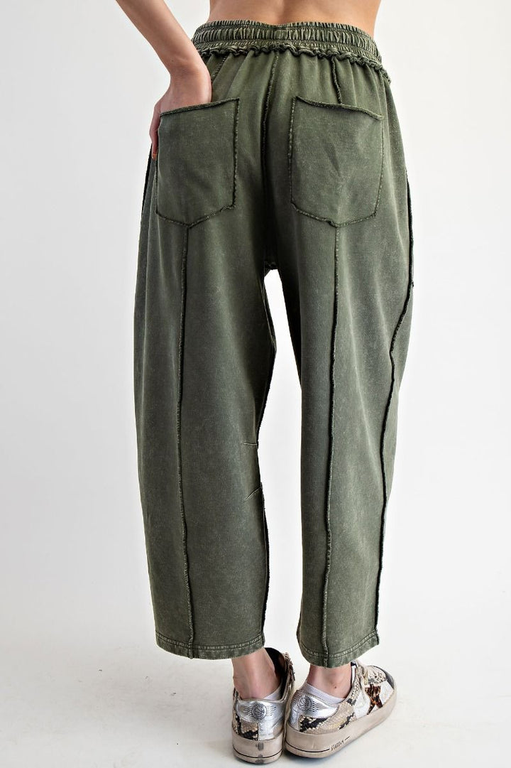Pine Green Knit Barrel Pants