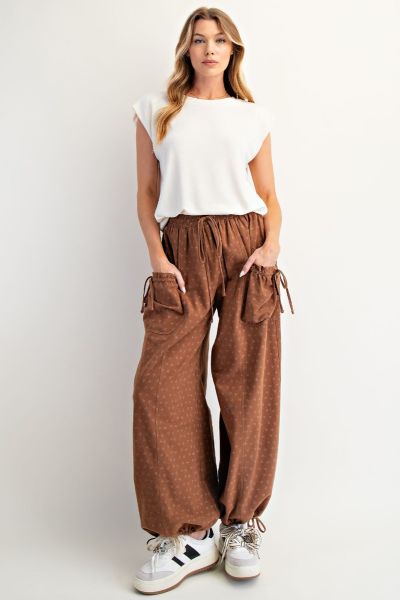 Texture Woven Mineral Washed Pants