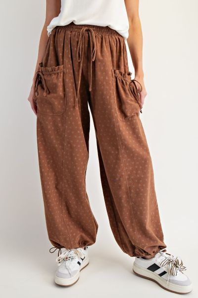 Texture Woven Mineral Washed Pants