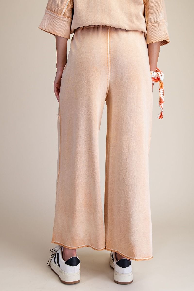Caramel Latte Washed Terry Knit Pants