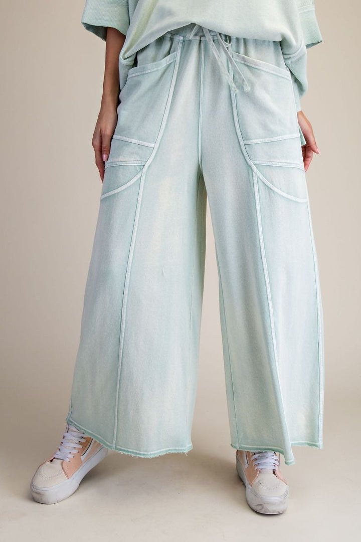 Sage Washed Terry Knit Pants