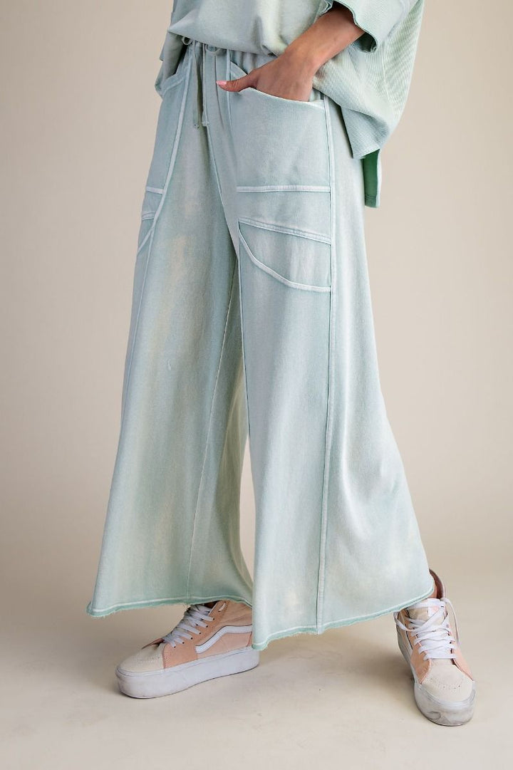 Sage Washed Terry Knit Pants