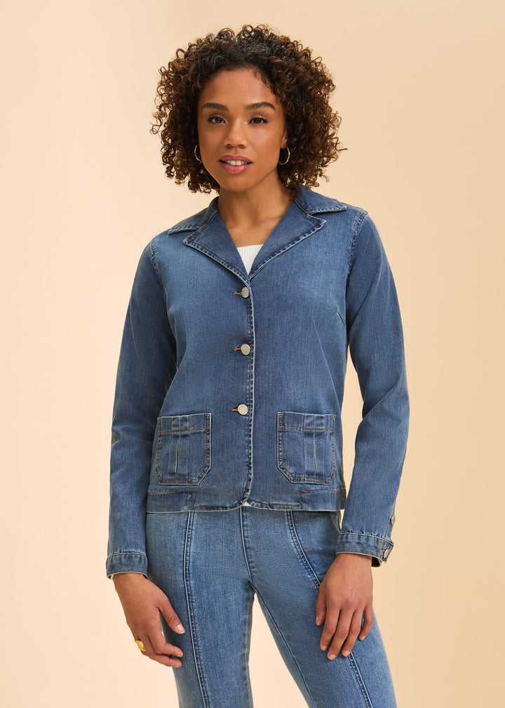 Denim Blazer Jacket Medium Wash