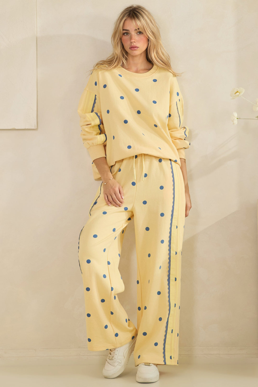 Boho Yellow/Blue Polka Dot Sweatshirt