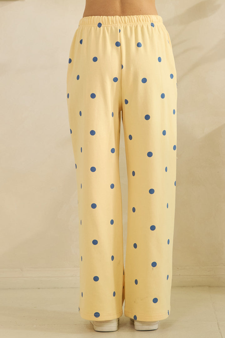 Boho Yellow/Blue Polka Dot Sweatpants