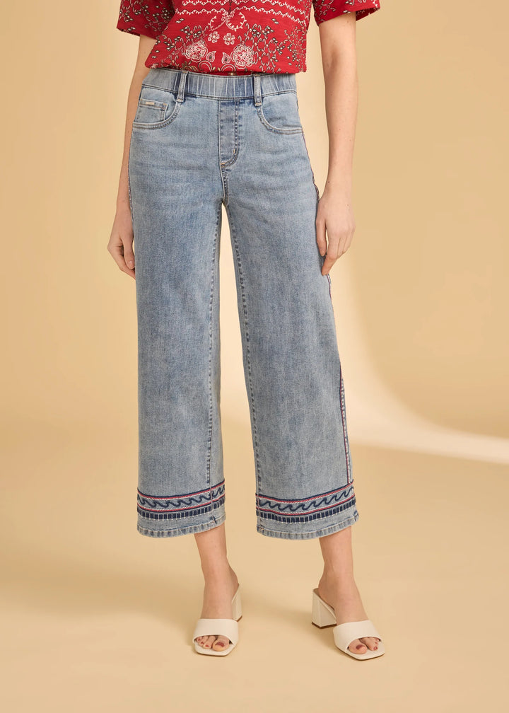 Pull-On Wide Crop Jeans Med Wash