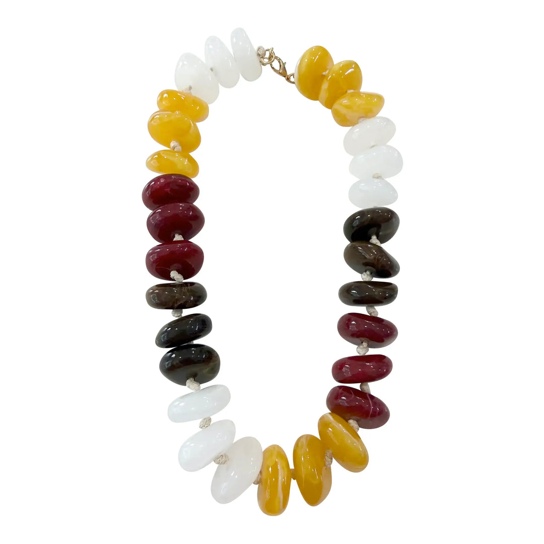 Delray Chunky Beaded Necklace Yellow/Maroon