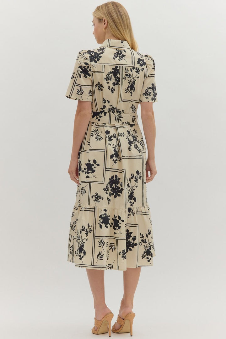Botanical Print Midi Dress