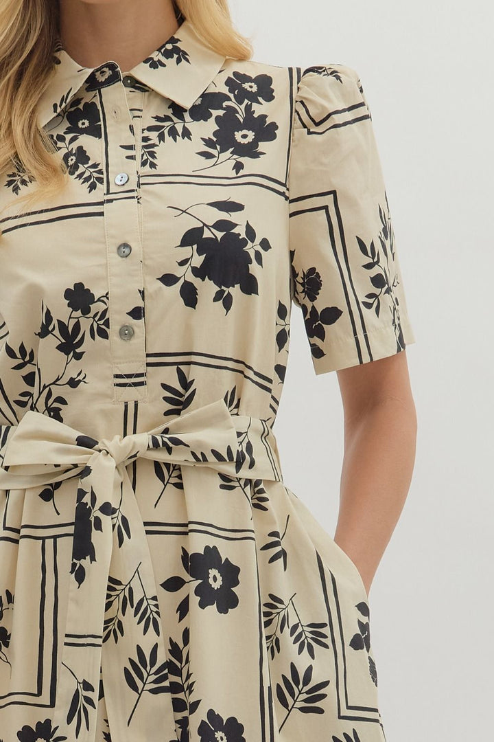 Botanical Print Midi Dress
