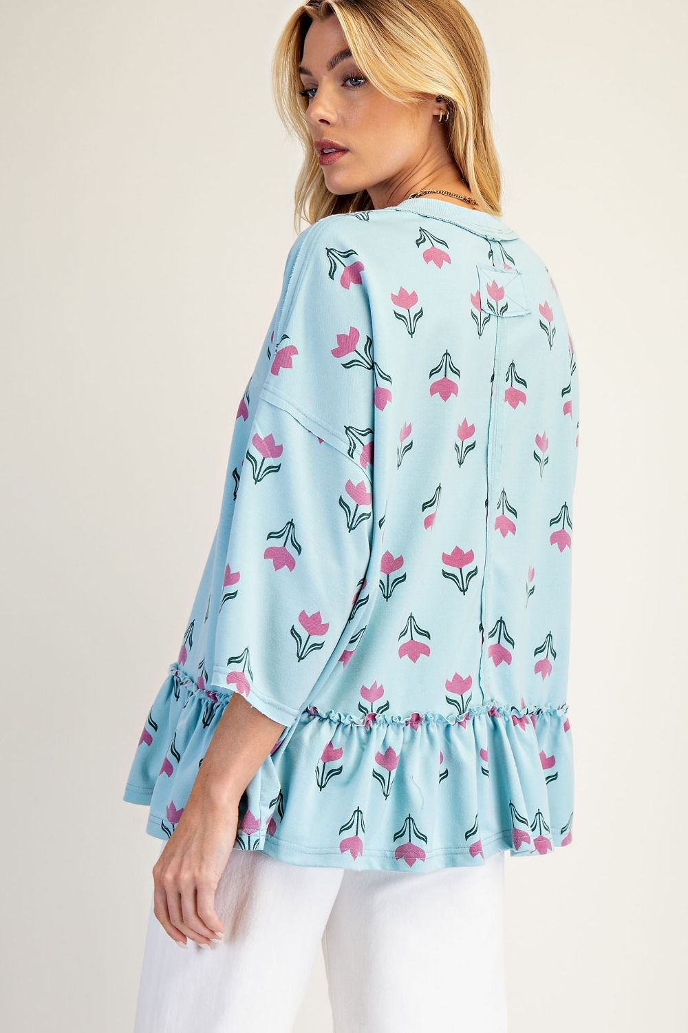Floral Printed Washed Terry Tunic