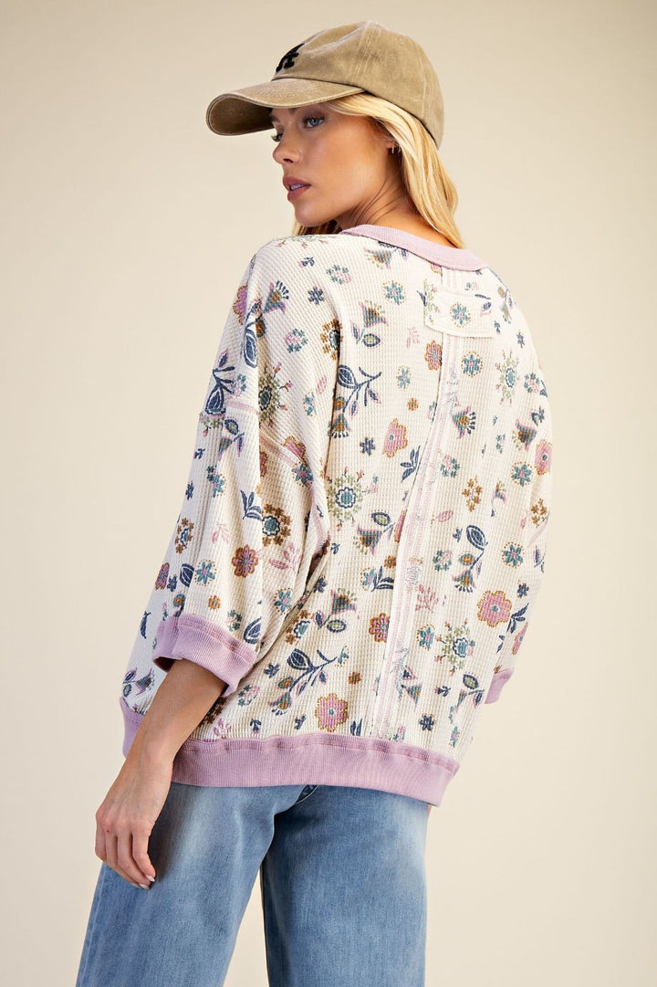 Signature Printed Waffle Knit Top