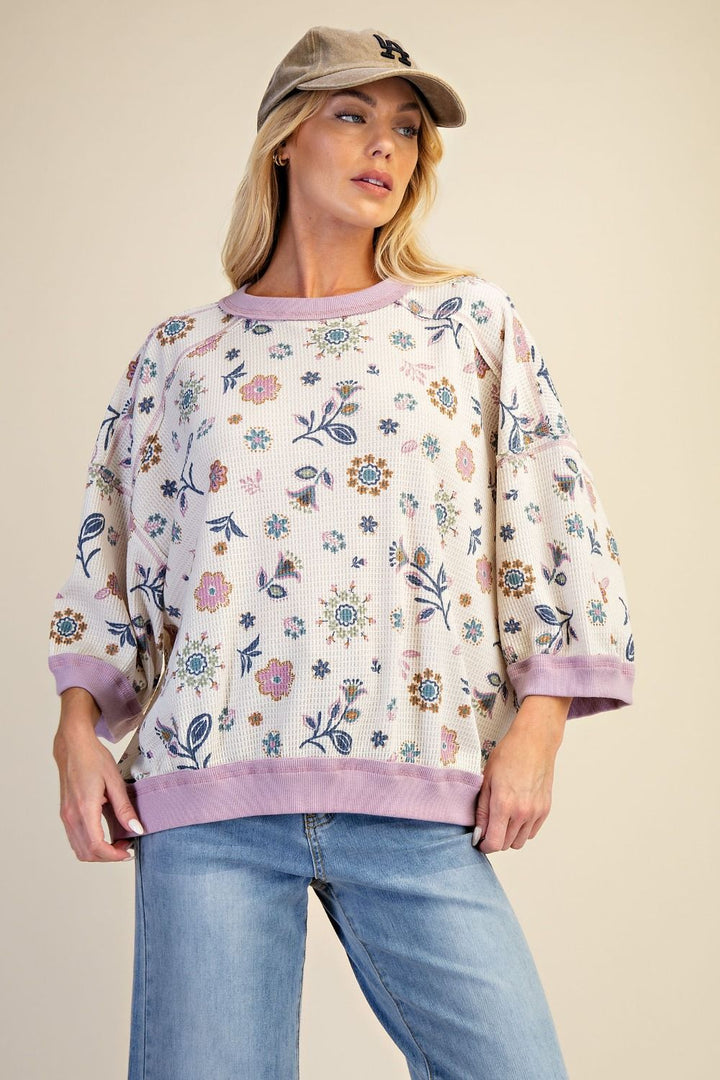 Signature Printed Waffle Knit Top