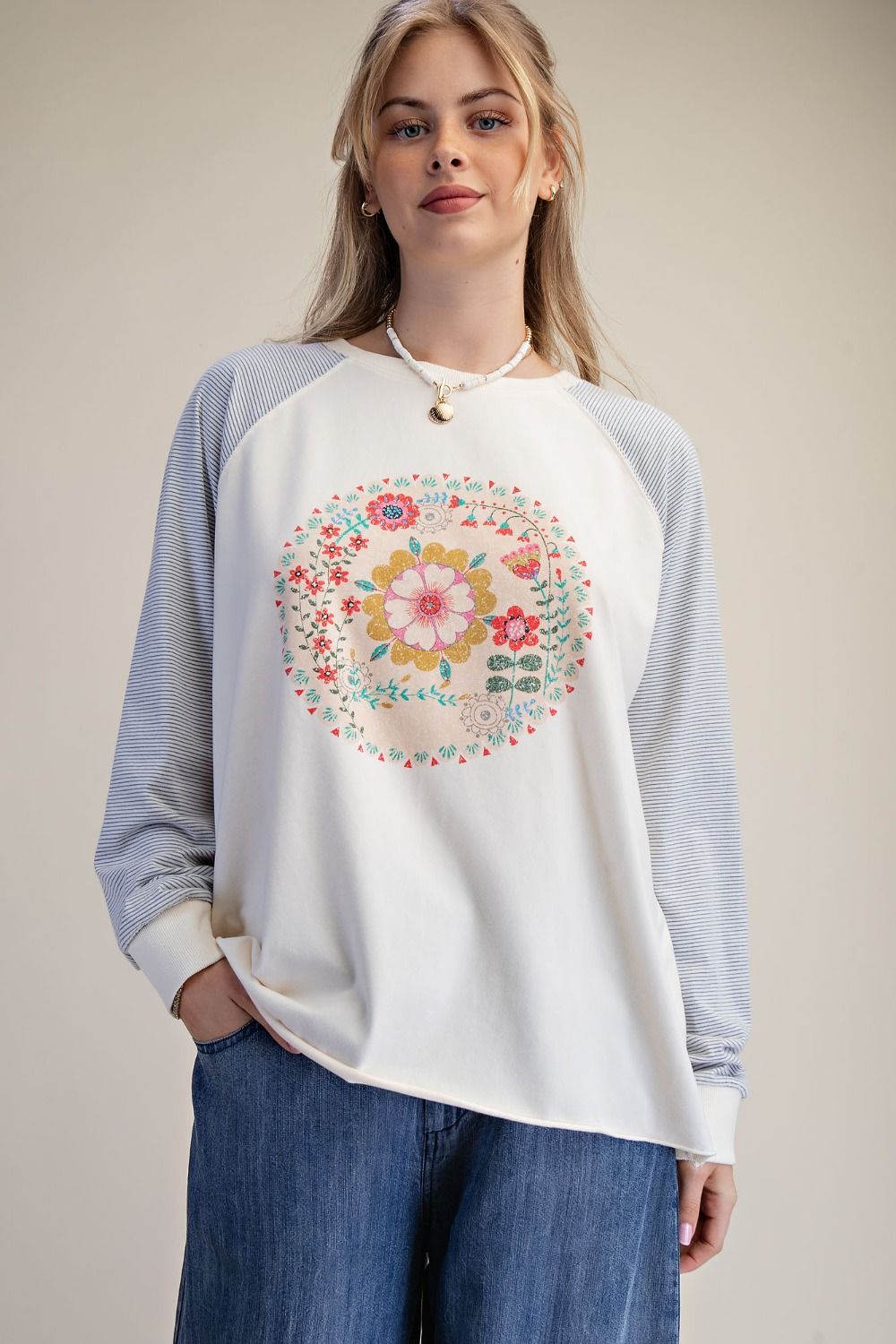 Pin Stripe Graphic Front Top