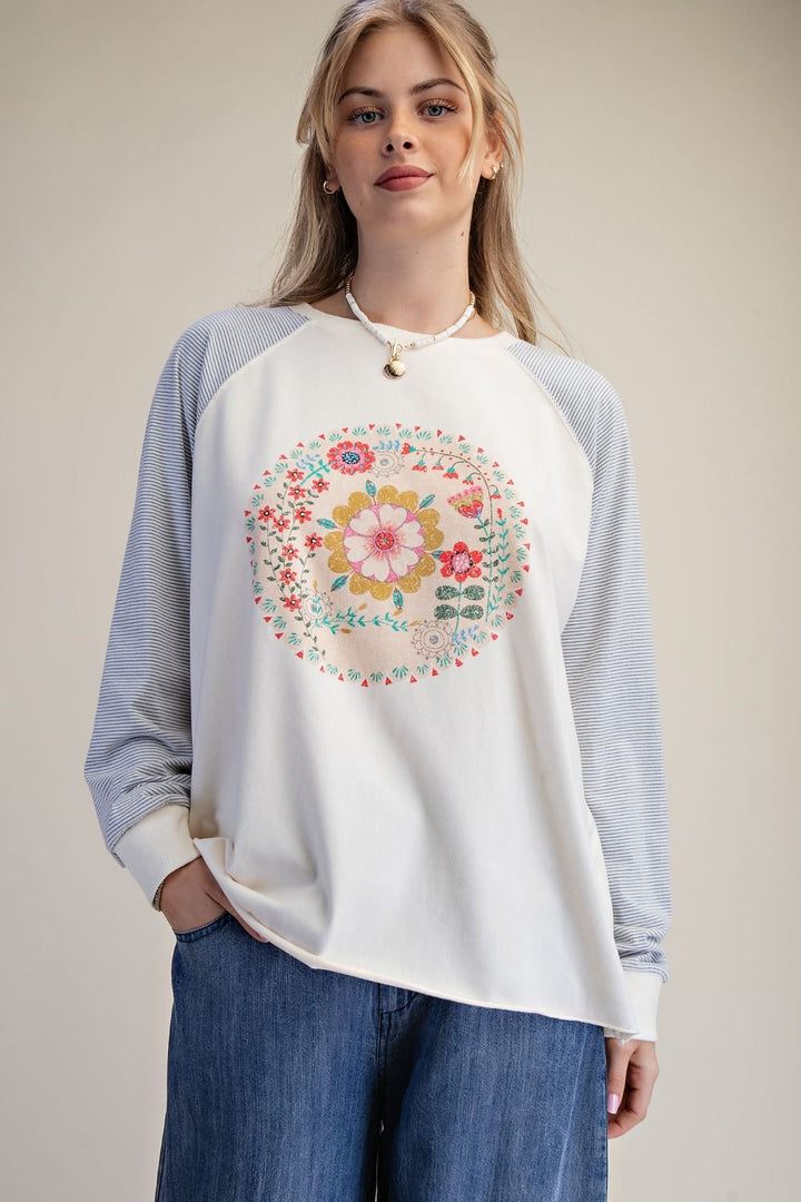 Pin Stripe Graphic Front Top