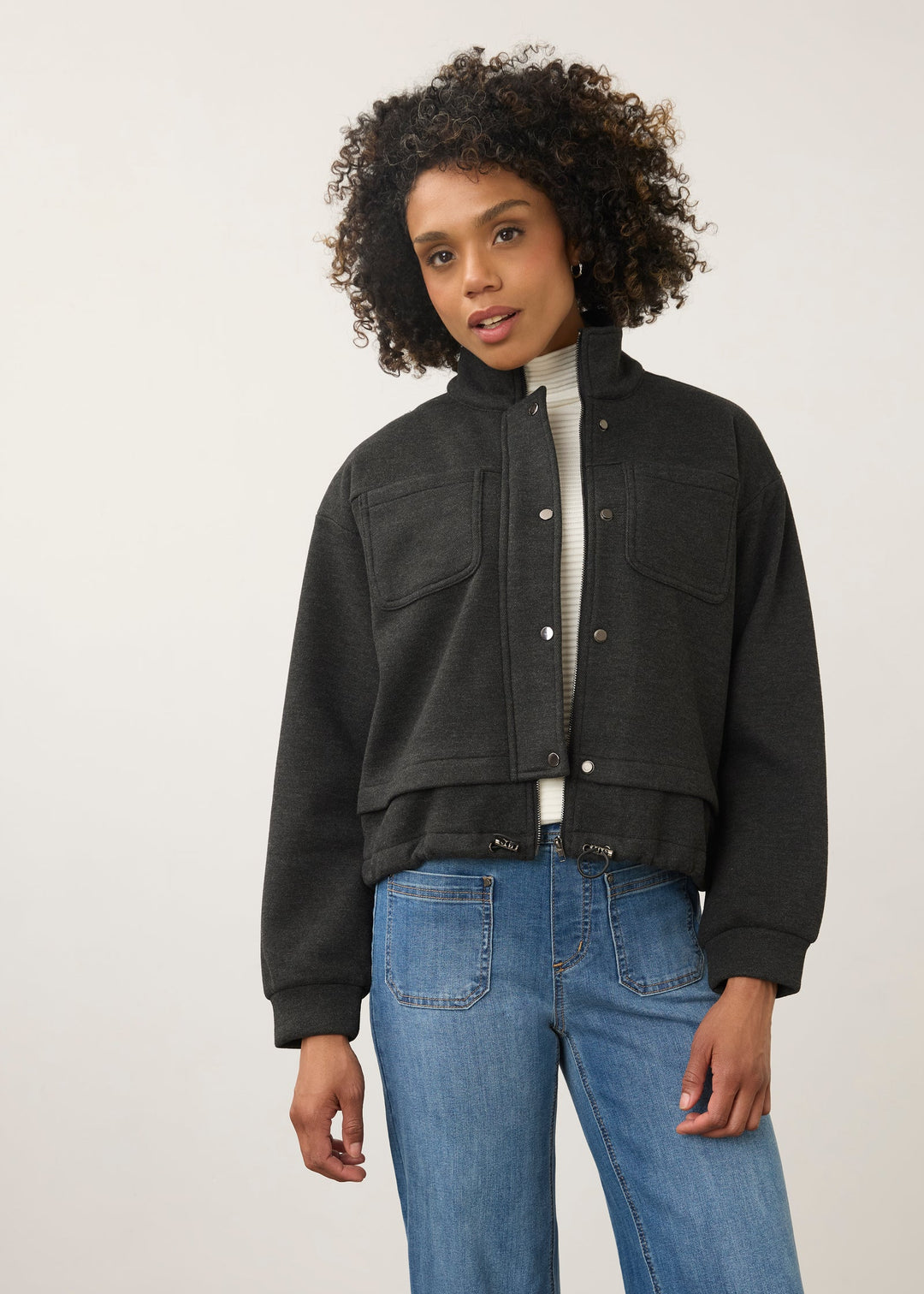 Charcoal Bomber Knit Jacket