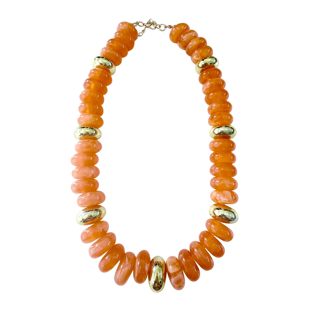 Rowell Beaded Disc Necklace Orange