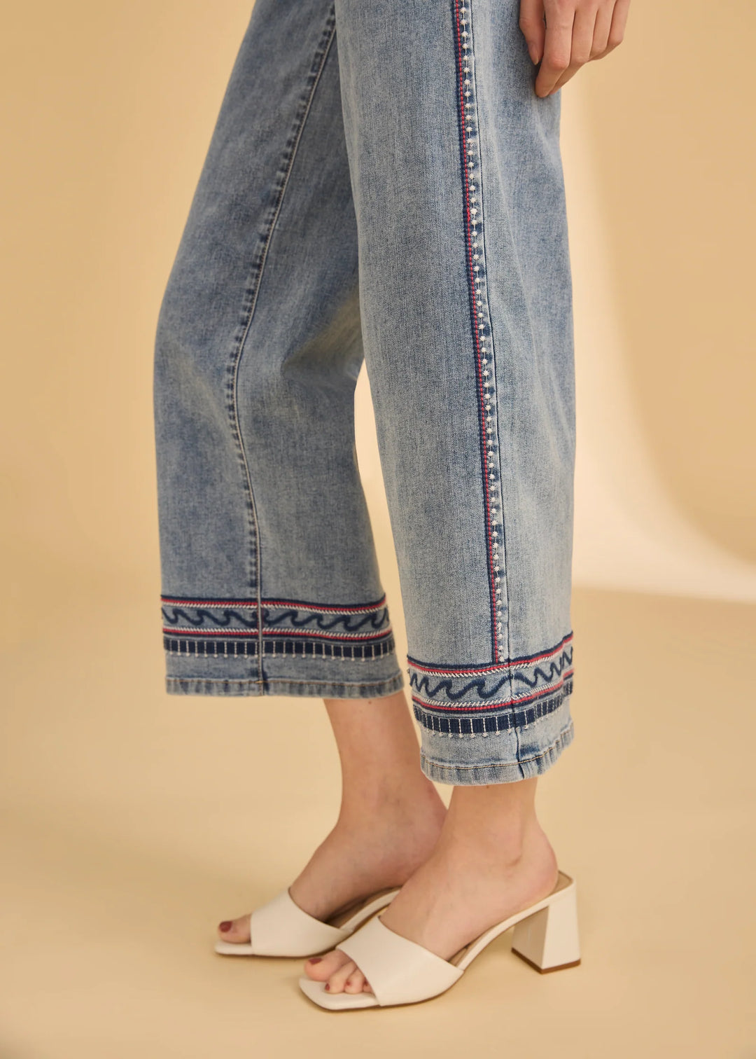 Pull-On Wide Crop Jeans Med Wash