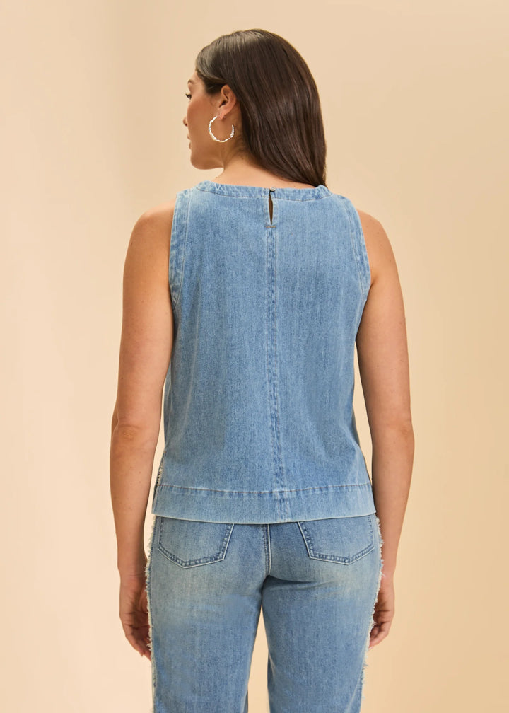 Light Denim Sleeveless Top