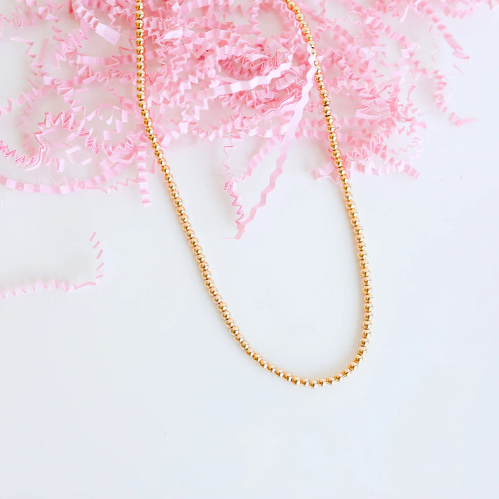 3mm Gold Beaded Necklace 16" w/Clasp