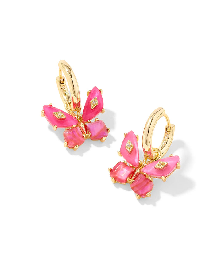 Bianca Butterfly Huggie Gold Pink Mix