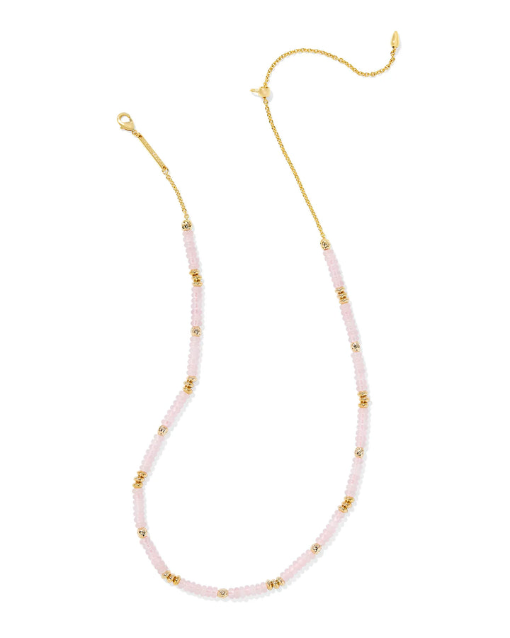 Deliah Strand Necklace Gold Rose Quartz