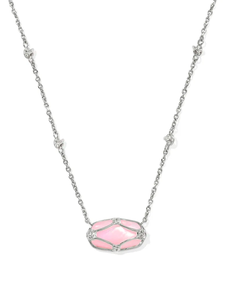 Elisa Lattice Frame Necklace Rhod Blush Ivory MOP