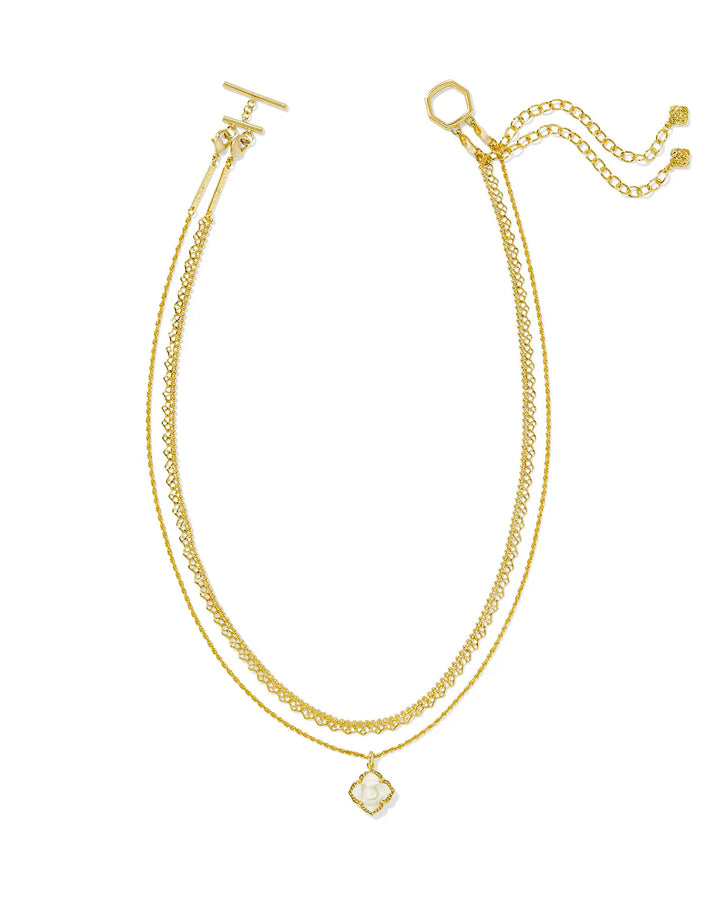 Mallory Rose Multi Strand Necklace Gold Ivory MOP