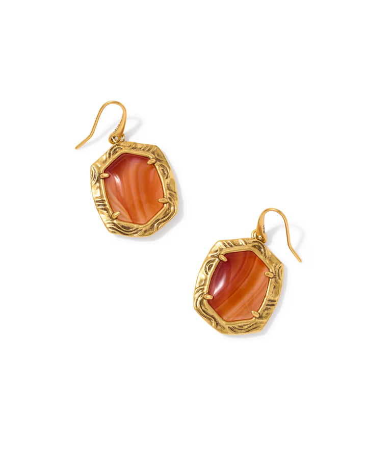 Tiger Stripe Daphne Drop Earring Gold Orange